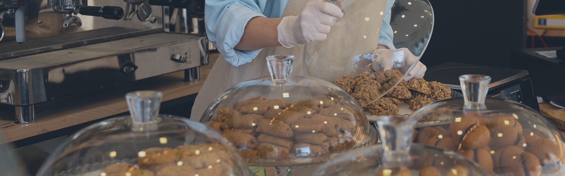 cafe with baked goods display