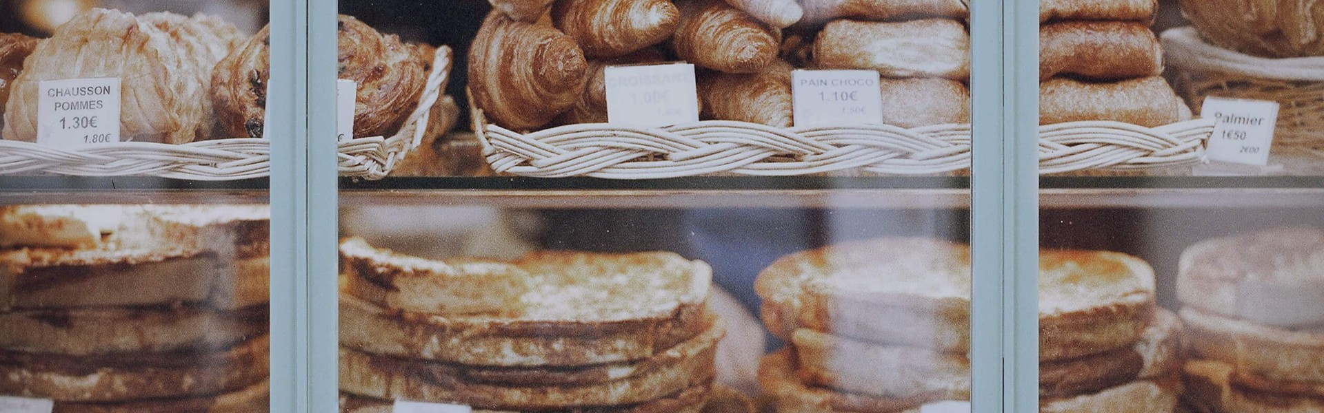 selection of pastries in the window