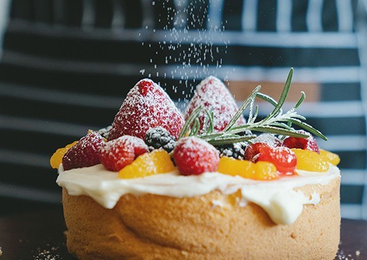 cake with fruit on top