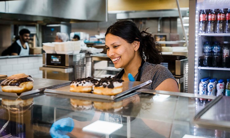 clarks bakery serving customers